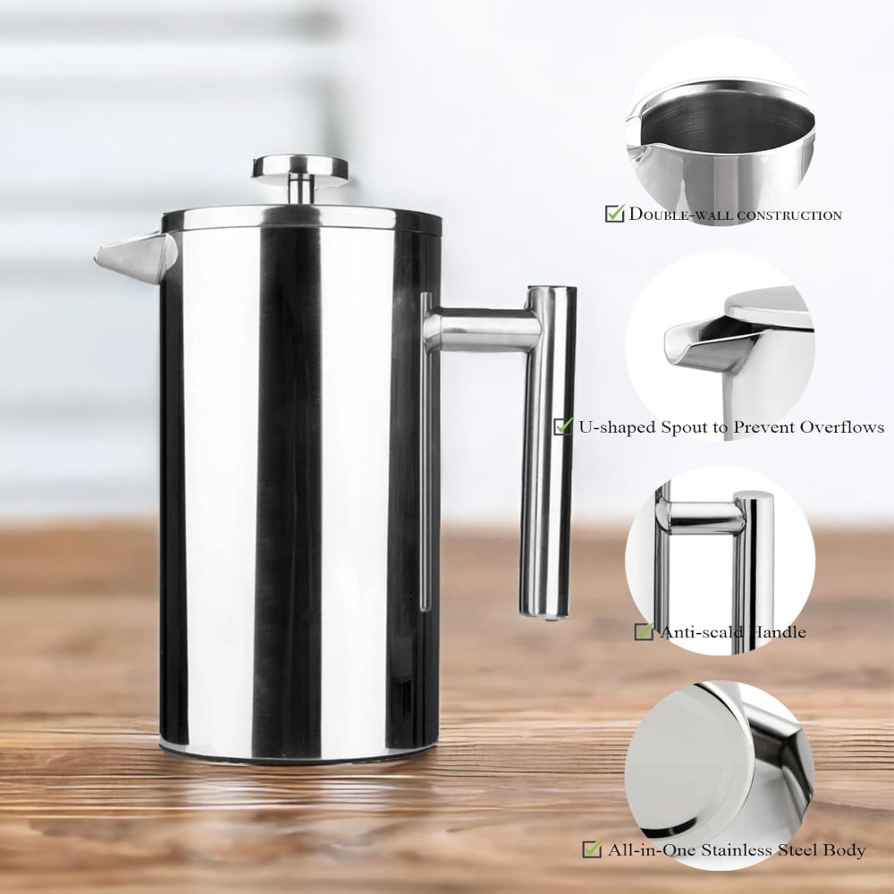 French Press Coffee & Tea - Pembuat Kopi French Press, baja tahan