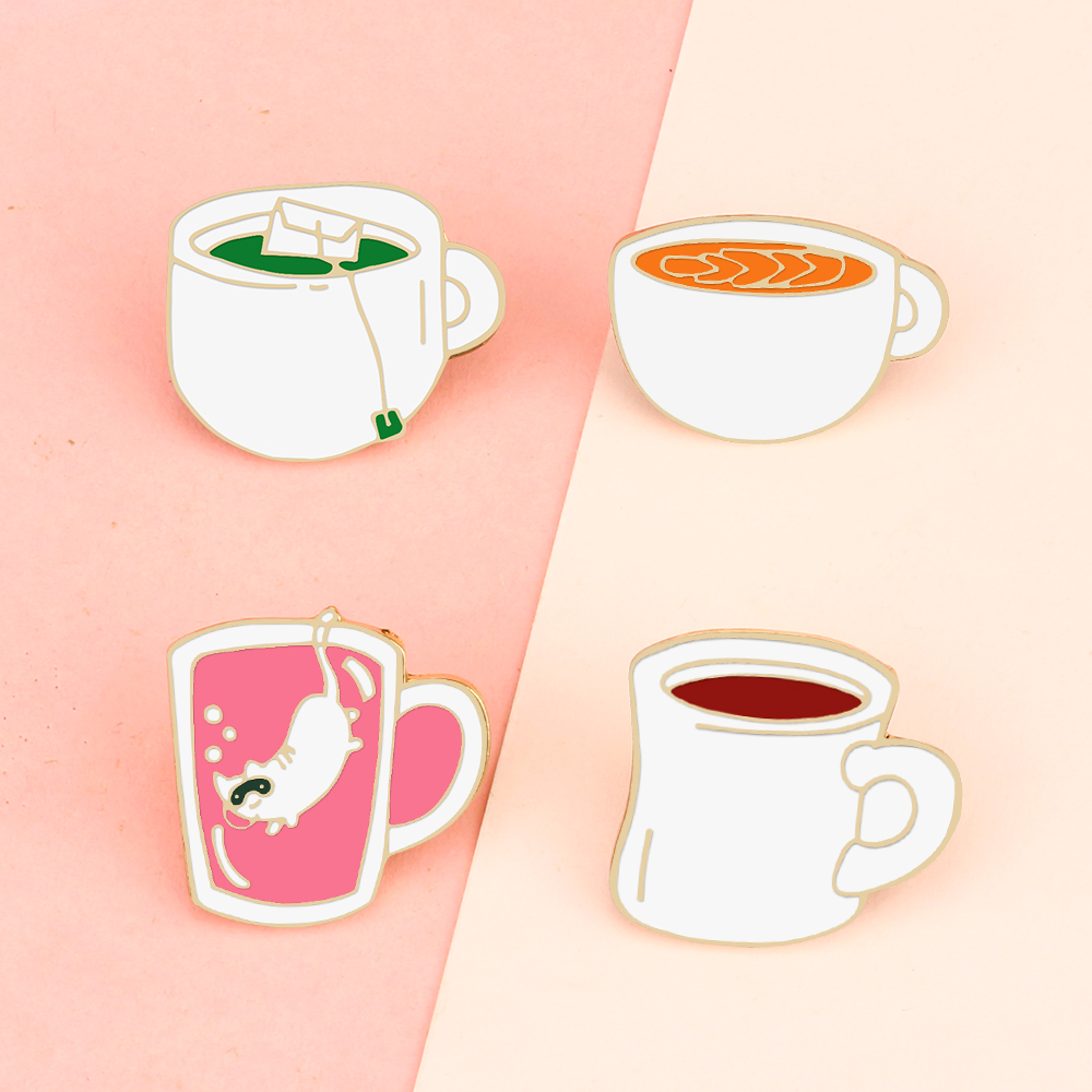Coffee Tea Green - 4 gaya pin Enamel minuman kreatif