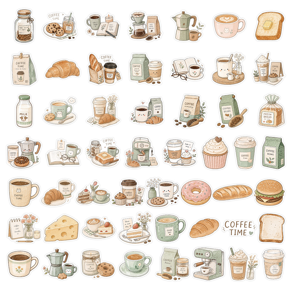 50-100 Buah Stiker Waktu Kopi  - Coffee Tea Journal ulasan dan harga