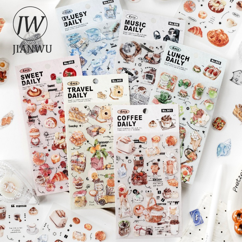 JIANWU Stiker PET Kolase Bahan - Coffee Tea Journal ulasan dan harga