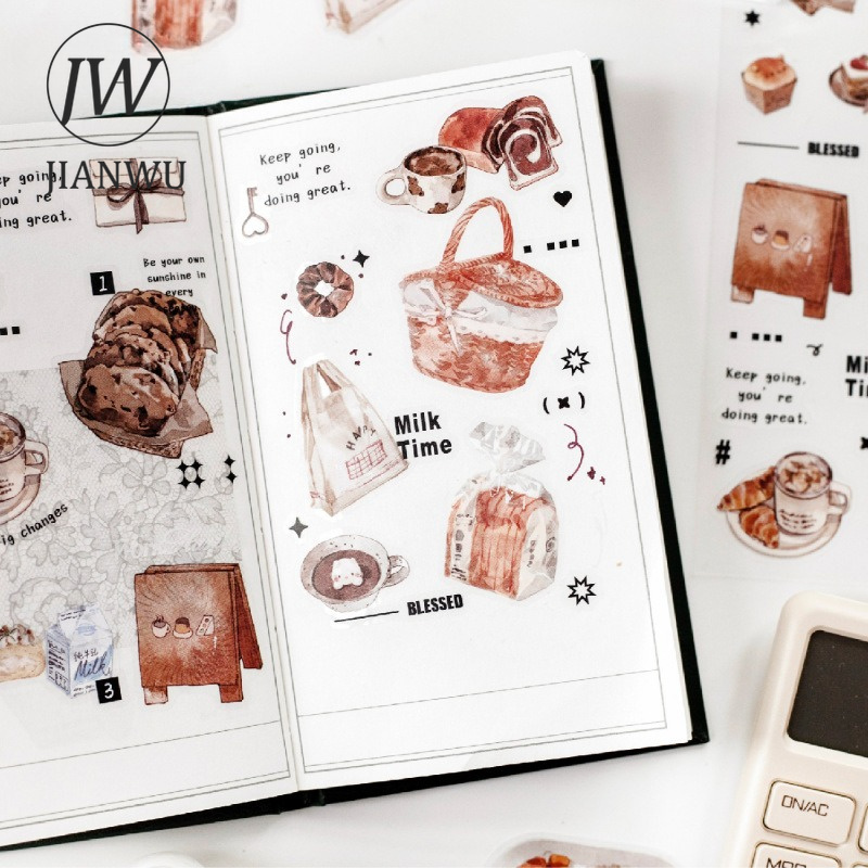 JIANWU Stiker PET Kolase Bahan - Coffee Tea Journal ulasan dan harga