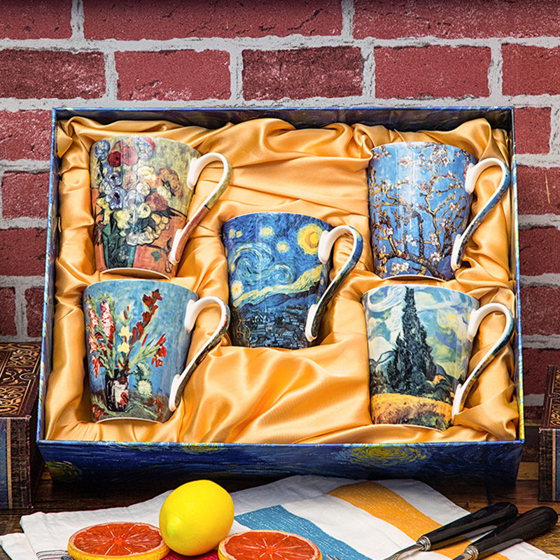 5 Buah Set Mug Seni Lukisan Mi - Coffee Tea Van ulasan dan harga