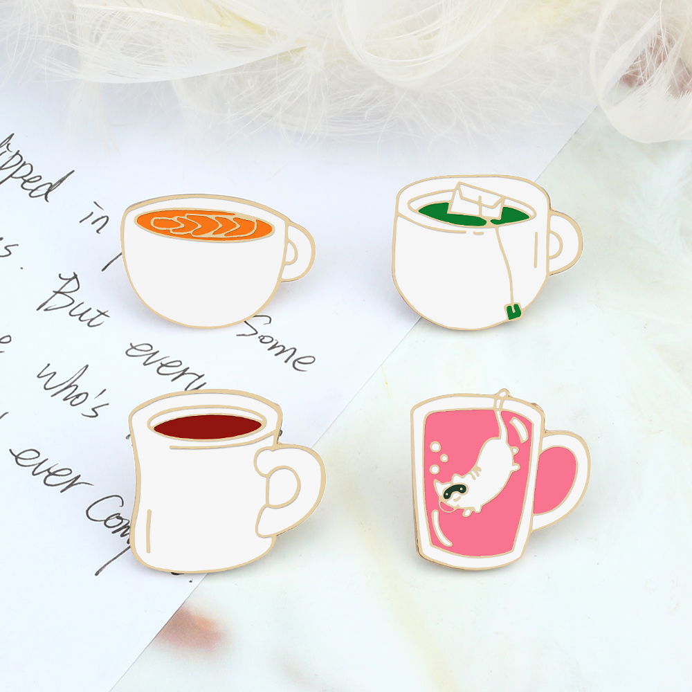 4 gaya pin Enamel minuman krea - Coffee Tea Green ulasan dan harga