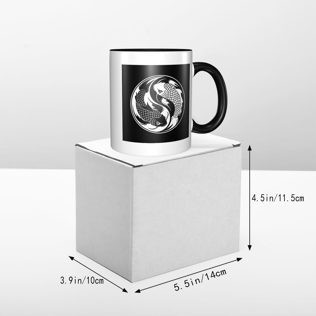Mug Ikan Koi Yin Yang Hitam Pu - Coffee Tea Yin Yang ulasan dan harga